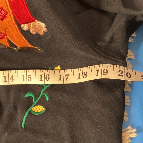 EUC NWOT Bechamel vintage pullover. Black with scarecrows. Size Small - Picture 6 of 8
